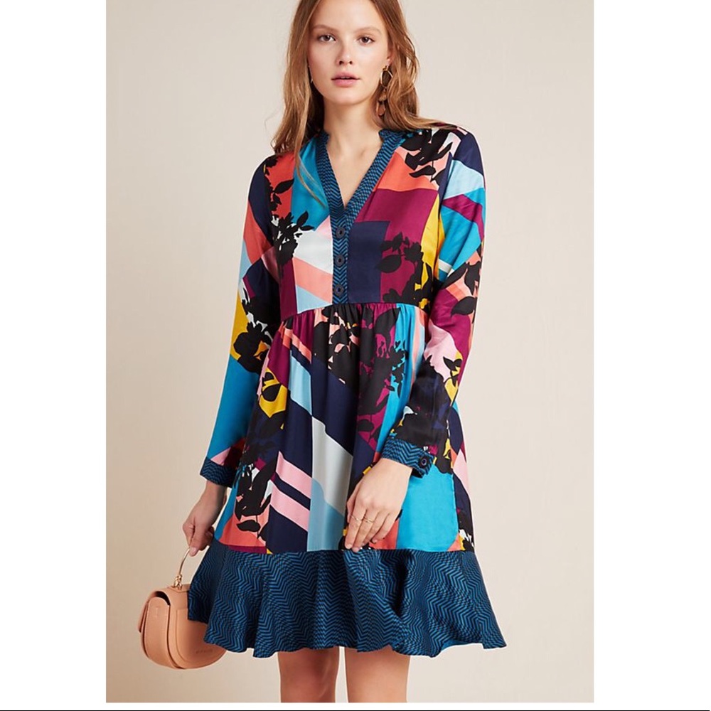 MAEVE ANTHROPOLOGIE Geo Prints Flowy Dress